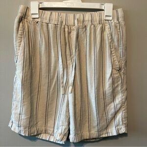 Porter And Ash Men’s Linen Blend Striped Shorts Medium Beige Cream Drawstring